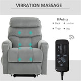 ZUN Grey Velvet Recliner Chair,Power Lift Chair with Vibration Massage, Remote Control 11353341