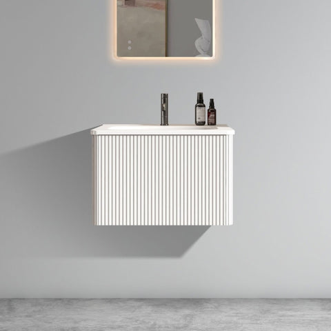 ZUN U059-Etna24W-301 Etna 24" Striped Soft White Bathroom Vanity with White Ceramic Sink, Wall Mounted W1865P164728