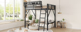 Full Size Loft Bed with Ladder, Metal Full Loft Bed with Storage Shelves, High Loft Bed for Kids W2580P316646
