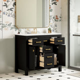 36'' Bathroon Vanity with Ceramic Sink Combo Set,Modern Freestanding Single Bathroom Cabinet with 4 N710P247494B