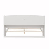 Full Pine Wood Bed with Bookcase Headboard ,LED Motion Sensor Light, Bed Guardrails,White W504P277600