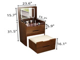 (60cm) 3 in 1 Vanity Desk with Plip Top Mirror, Small Make Up Vanity Set with Visible Glass Desktop, W2641P224785