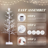 4ft With Stars On Top, Snowy Fir Shape, Plastic Material, 80 Lights, Warm Colors, Four Colors, 8 80169324