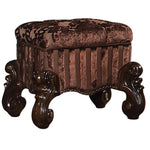 ZUN Brown and Cherry Oak Vanity Stool with Nailhead Trim B062P208999