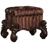 Brown and Cherry Oak Vanity Stool with Nailhead Trim B062P208999