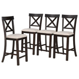 ZUN 6-Piece Counter Height Dining Table Set Table with Shelf 4 Chairs and Bench for Dining Room 93672907