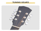 Matte black 41-inch Dreadnought barrel-shaped cutaway acoustic guitar with pick, strings, capo, gig 65286238