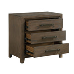 ZUN Dark Walnut Finish Nightstand of 3 Drawers Classic Design Bedroom Furniture 1pc B011140393