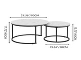 Set of 2 Round Nesting Coffee Tables with Marble Pattern Top and Sturdy Metal Frame, End Side 35611962