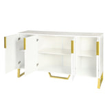 ZUN Modern sideboard with Four Doors, Metal handles & Legs and Adjustable Shelves Kitchen Cabinet 98598378