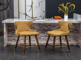 Nevis Mid-century Modern Faux Leather Tufted Nailhead Trim Counter Stool Set of 2, Yellow T2574P165100