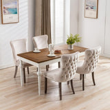 Furniture,Upholstered Wing-Back Dining Chair with Backstitching Nailhead Trim and Solid Wood 84887782