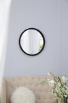 ZUN 20" x 20" Circle Wall Mirror with Wooden Frame and Black Finish, Wall Mirror for Living Dining W2078124341