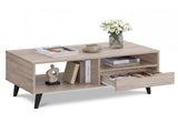 36.5" Rustic Coffee Table with Drawer & Open Shelves, Engineered Wood Center Table for Living Room 76789697