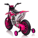 ZUN 12V Kids Ride on Toy Motorcycle, Electric Motor Toy Bike with Training Wheels for Kids 3-6, Rose Red W2181P164393