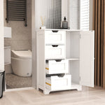 ZUN White freestanding floor storage cabinet with adjustable shelves, 4 drawers and 1 door W28222278