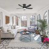 42 Inch Flush Mount Ceiling Fans with LED Light 22W and Remote Control 5 ABS Fan Blades for Bedroom W882P293991