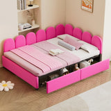 Full Size Upholstered Daybed with 2 Drawers, Velvet Sofabed with Soft Fabric Headboard, No N733P194901R