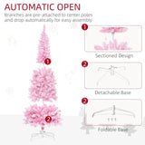 6ft Prelit Snow Flocked Artificial Christmas Tree with Pencil Shape, Pine Realistic Branches, Warm 81303007