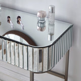 39" Mirrored Makeup Vanity Table with Stainless Steel Base, Mirrored Console Dressing Table with 2 N704P171796N