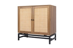 ZUN Set of 2, Natural rattan, 2 door cabinet, with 1 Adjustable Inner Shelves, rattan, Accent Storage W688P144549