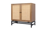 ZUN Set of 2, Natural rattan, 2 door cabinet, with 1 Adjustable Inner Shelves, rattan, Accent Storage W688P144549