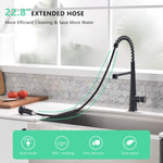 ZUN Faucet for Kitchen Sink, Black Kitchen Faucet with Pull Down Sprayer, Modern Commercial Spring W1932P154734