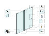 66*76" Fixed & Sliding Shower Door, Round Tube Hardware, Clear Glass Shower Door, 3/8 SGCC 51124158
