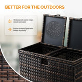Outdoor Large Wicker Trash Bins, 72 Gallon Hideaway Rattan Trash Cans with Dual Lids for Porch 77993907