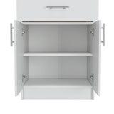 Pantry Organizer Cabinet 33" H, One Drawer, Two Interior Shelves, Two Doors, White/Light Oak B097120607