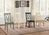 Casual Teal Finish Side Chairs Set of 2 Pine Veneer Transitional Double-X Back Design Dining Room B01143554