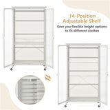 Modern Mobile Closet Armoire - 31.5"x14.5"x58" Size, Visible Doors, Adjustable Shelves & Hanging 85119250