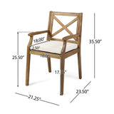 PERLA DINING CHAIR,2PCS with 2 Cream Cushions,for Backyard, Poolside, Garden N762P251938A