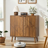 Sideboard Buffet Cabinet with Storage, Farmhouse Buffet Cabinet With Paper Clip Design, Wood Coffee W1706P311107