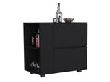 DEPOT E-SHOP Tully Bar Cart Two Pull-Down Door Cabinets and Two Open Shelves,Black B097P167410
