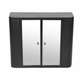 Black Wall-Mounted Bathroom Cabinet with Mirror, 2 Mirrored Doors & Open Shelf, Farmhouse Metal W3122P272846