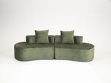 110.24" Fully Compressed Sofa, Corduroy 2-Seater Couch with 2 Lumbar Pillows, Cozy Deep Seat W3326P446759