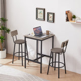 ZUN Bar Table Set with 2 Bar stools PU Soft seat with backrest, Grey, 23.62'' W x 23.62'' D x 35.43'' H W1162104644