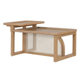 Modern 2 Piece Nesting Rattan Wood MDF Coffee Table Set in Natural N735P176285D