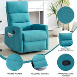 Manual Recliner Chair with Rocker and Swivel in Fabric for Living Room, Blue W3224P289294