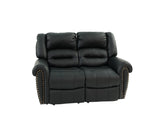 Plush Relax 1pc Manual Motion Loveseat Black Color Bonded Leather 2-Seat Couch Armrest Cushion B011P205579