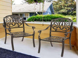 Set of 2 Cast Aluminum Patio Dining Chairs, Stackable Outdoor Bistro Chairs with Armrests for 93510049