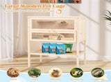 31.5 " Fir Wood Hamster Cage with Flip Mesh Roof, Multi-Level Activity Areas & Bottom Storage Shelf 23830864