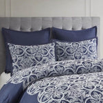 ZUN Full/Queen 7 Piece Flocking Comforter Set with Euro Shams and Throw Pillows B035128899