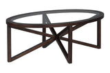 ZUN Modern simple coffee table, tempered coffee table solid wood base round transparent W1781P146772