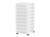 9-Drawer Narrow Plastic Storage Drawer Cart with Organizer Top, White 58470701
