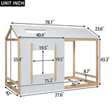 Twin Size House Platform with Roof and Window , WhiteNatural WF312208AAN