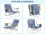 4-Position Adjustable Backpack Beach Chair, Foldable Rustproof Aluminum Frame Lounge Chair with 97614043