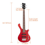 ZUN GW101 36in Small Scale Electric Bass Guitar Suit With Mahogany Body SS 03924331
