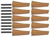 10 Pack X156L Dirt Teeth Bucket Teeth Long w/ 10 Pack P156 Roll Pins Alloy Steel Fits for Skid Steer 88484002
